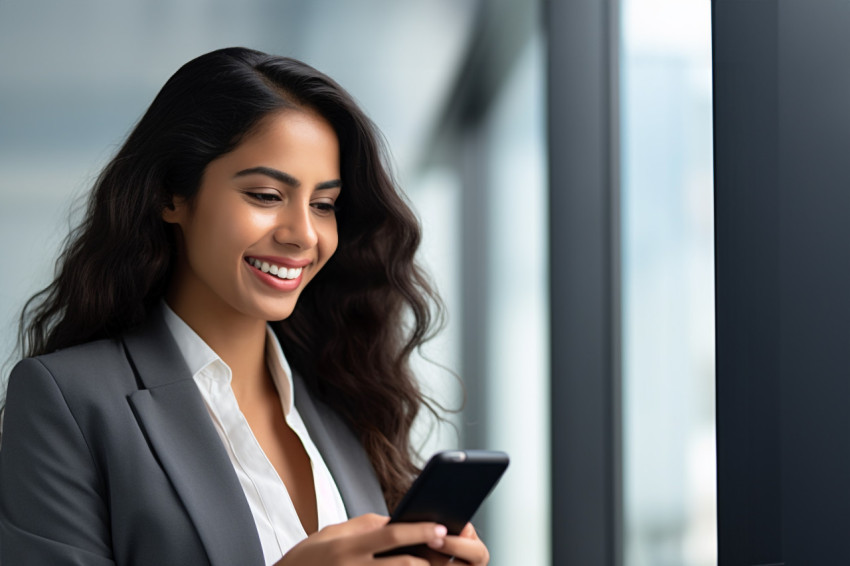 Smiling young business woman working in office Smiling young business woman working in office