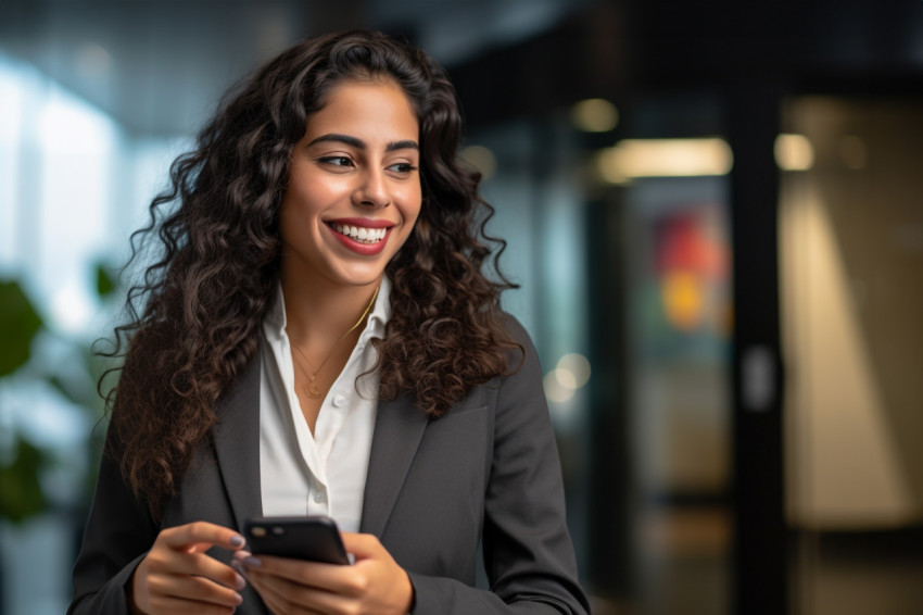 Smiling young business woman working in office Smiling young business woman working in office