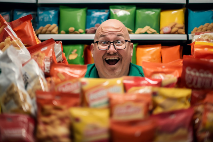 Smiling salesman stocking shelves at grocery store Smiling salesman stocking shelves at grocery store