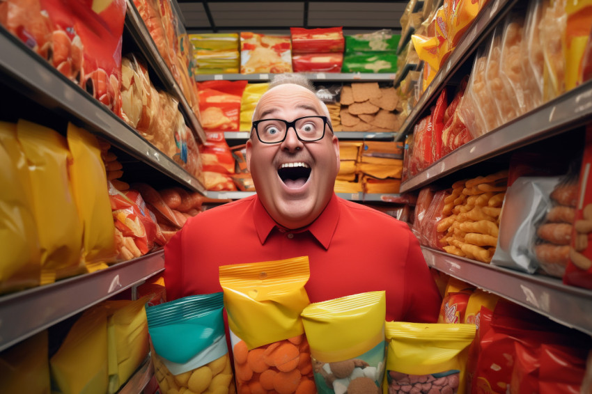 Smiling salesman stocking shelves at grocery store Smiling salesman stocking shelves at grocery store