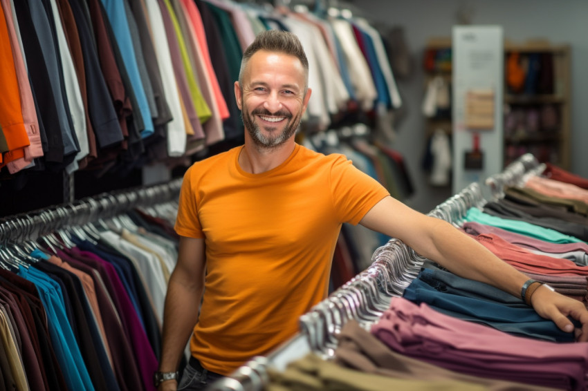 Smiling man shopping for clothes Smiling man shopping for clothes