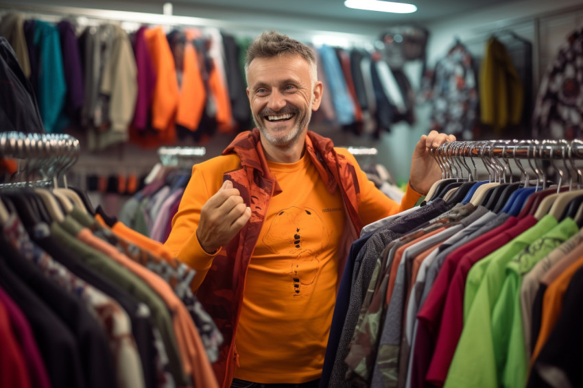 Smiling man shopping for clothes Smiling man shopping for clothes