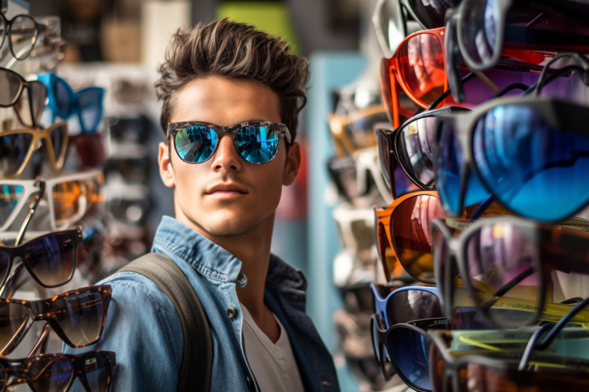 Young man shopping at store Young man shopping at store