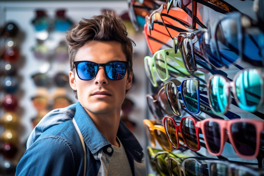 Young man shopping at store Young man shopping at store