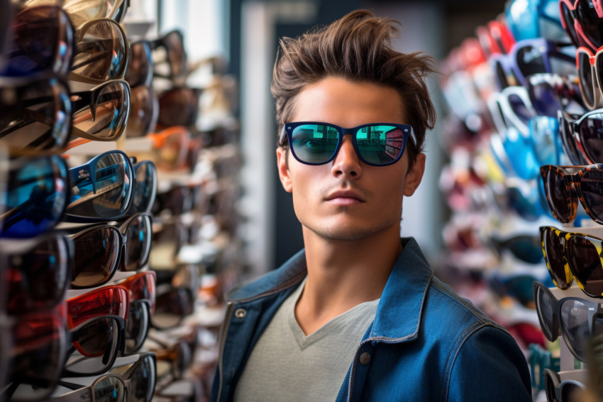 Young man shopping at store Young man shopping at store