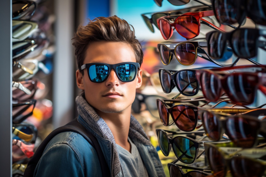 Young man shopping at store Young man shopping at store