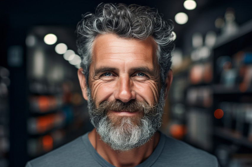 Middle aged man in shop Middle aged man in shop