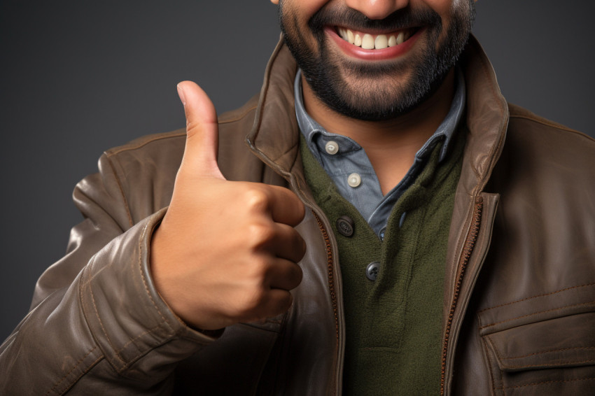 Happy Indian man with key and thumbs up Happy Indian man with key and thumbs up
