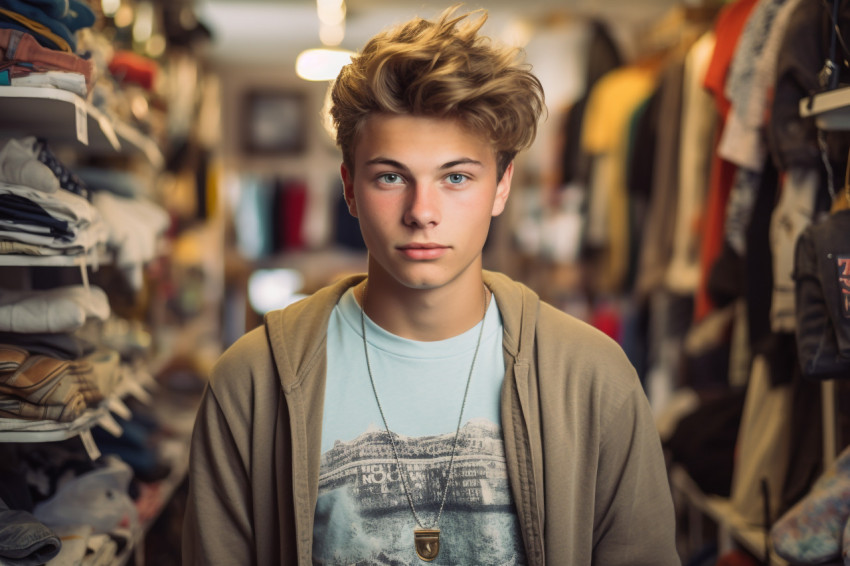 Vintage shop portrait of young man Vintage shop portrait of young man