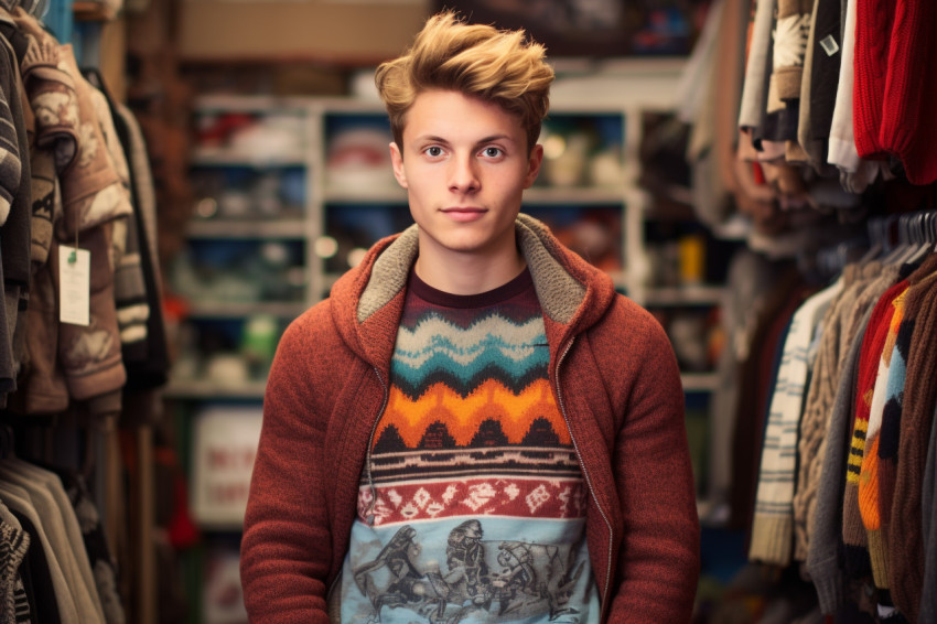Vintage shop portrait of young man Vintage shop portrait of young man
