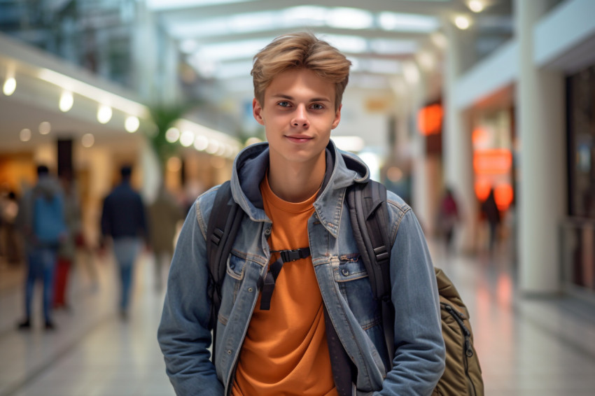 Young man shopping mall Young man shopping mall