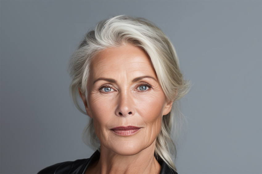 Elegant senior woman portrait white hair Elegant senior woman portrait white hair
