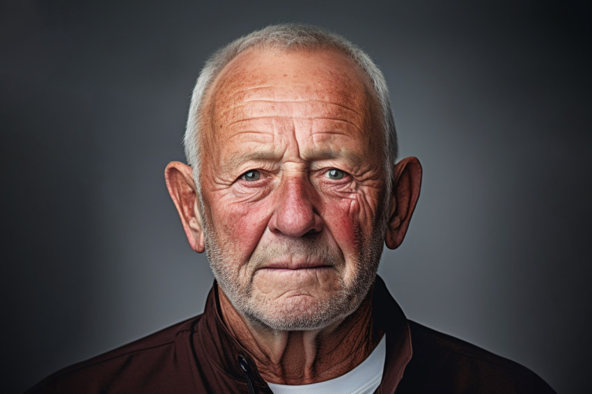 Senior man portrait on gray background Senior man portrait on gray background