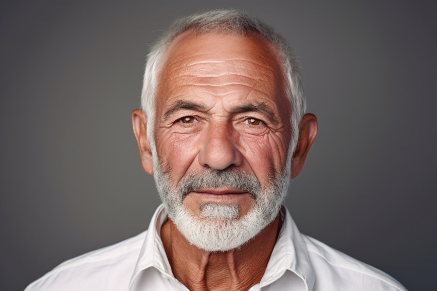 Senior man portrait on gray background Senior man portrait on gray background