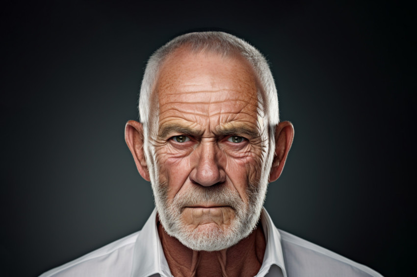 Senior man portrait on gray background Senior man portrait on gray background