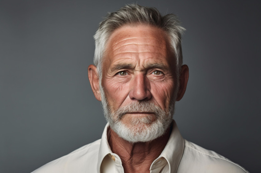 Senior man portrait on gray background Senior man portrait on gray background