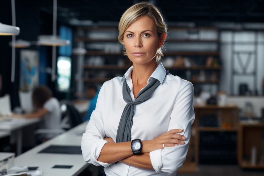 Confident mature woman in workplace Confident mature woman in workplace