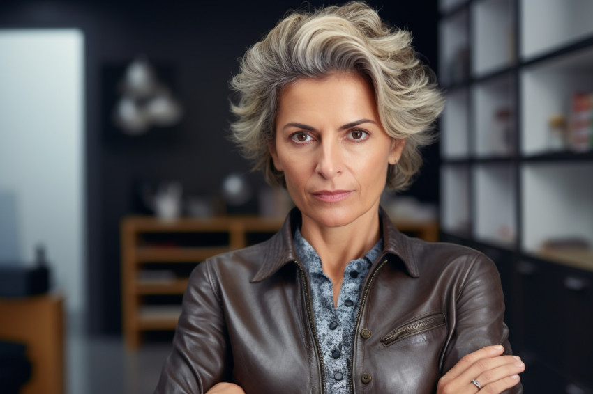 Confident mature woman in workplace Confident mature woman in workplace