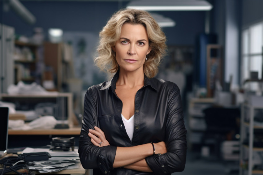 Confident mature woman in workplace Confident mature woman in workplace