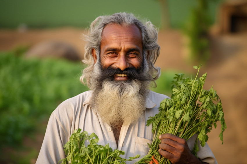 Portrait of happy Indian farmer in rural India Portrait of happy Indian farmer in rural India