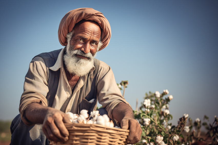 Indian farmer in cotton field photo Indian farmer in cotton field photo