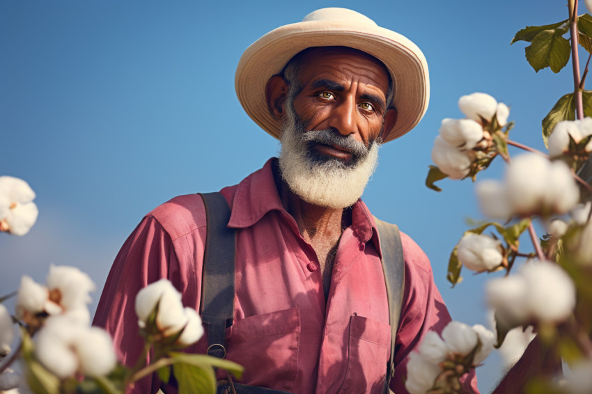 Indian farmer in cotton field photo Indian farmer in cotton field photo
