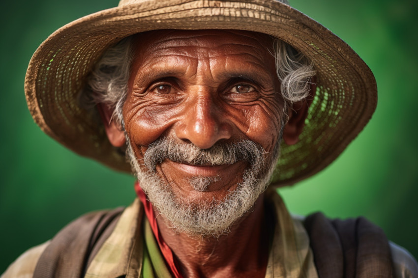 Indian farmer portrait in rural scene Indian farmer portrait in rural scene