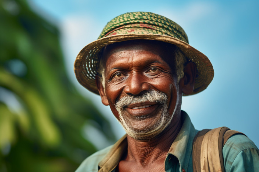 Indian farmer portrait in rural scene Indian farmer portrait in rural scene