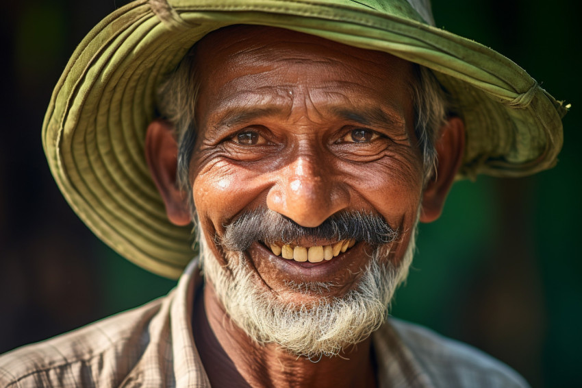 Indian farmer portrait in rural scene Indian farmer portrait in rural scene