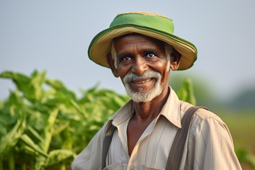 Indian farmer portrait in rural scene Indian farmer portrait in rural scene