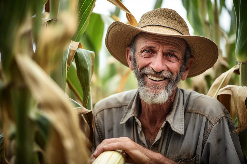 A farmer posing in a banana plantation in the American tropics A farmer posing in a banana plantation in the American tropics