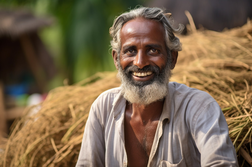 Indian farmer portrait in rural scene Indian farmer portrait in rural scene