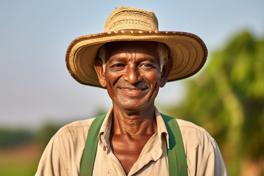 Indian farmer portrait in rural scene Indian farmer portrait in rural scene