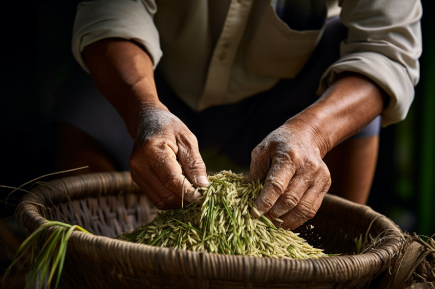 Farmer pouring paddy rice photo Farmer pouring paddy rice photo