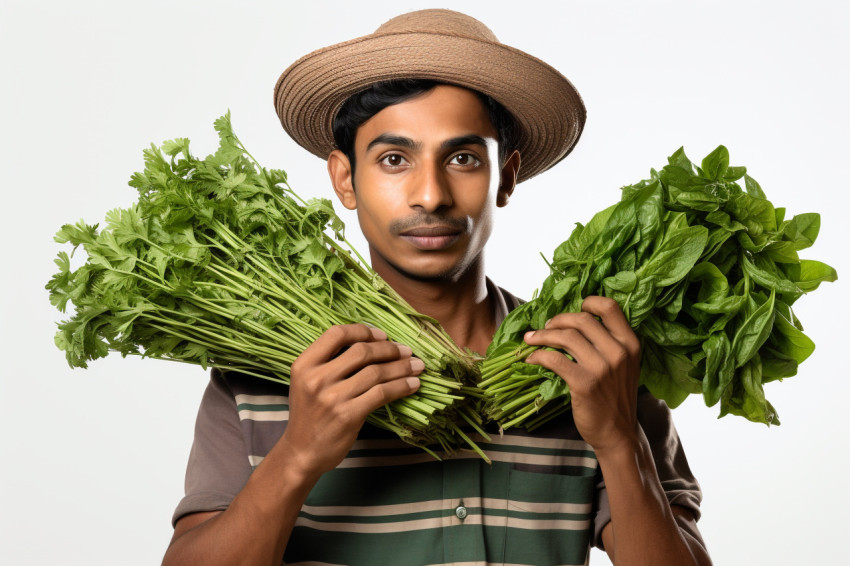 Indian farmer posing on white background Indian farmer posing on white background