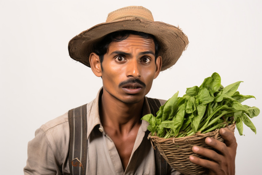 Indian farmer posing on white background Indian farmer posing on white background