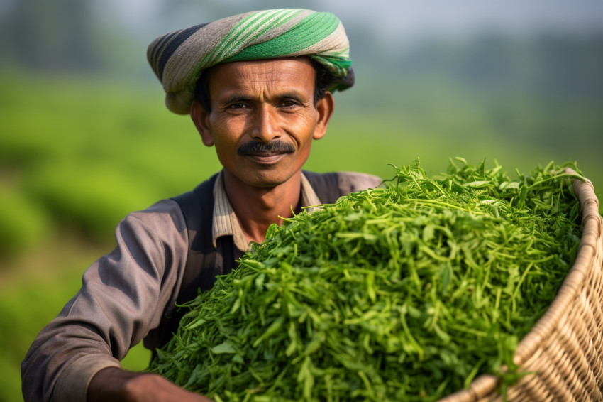 Smiling Indian farmer in green field Smiling Indian farmer in green field
