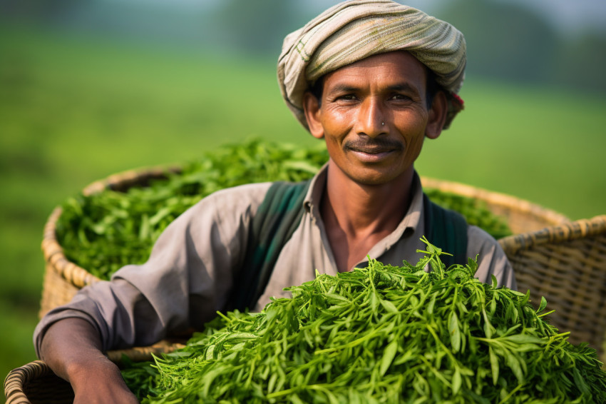 Smiling Indian farmer in green field Smiling Indian farmer in green field
