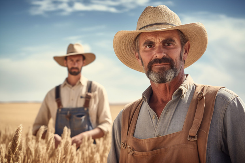 Farmer in golden wheat field photo Farmer in golden wheat field photo