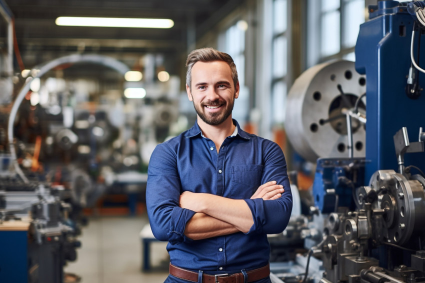 Handsome engineer working on blurred background Handsome engineer working on blurred background