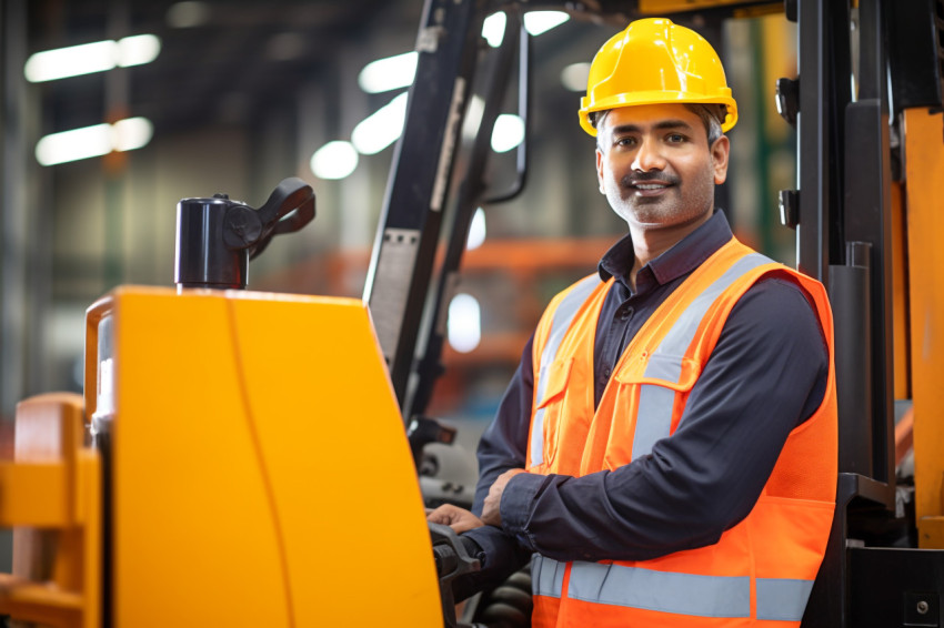 Indian man working as machine operator on blurred background Indian man working as machine operator on blurred background