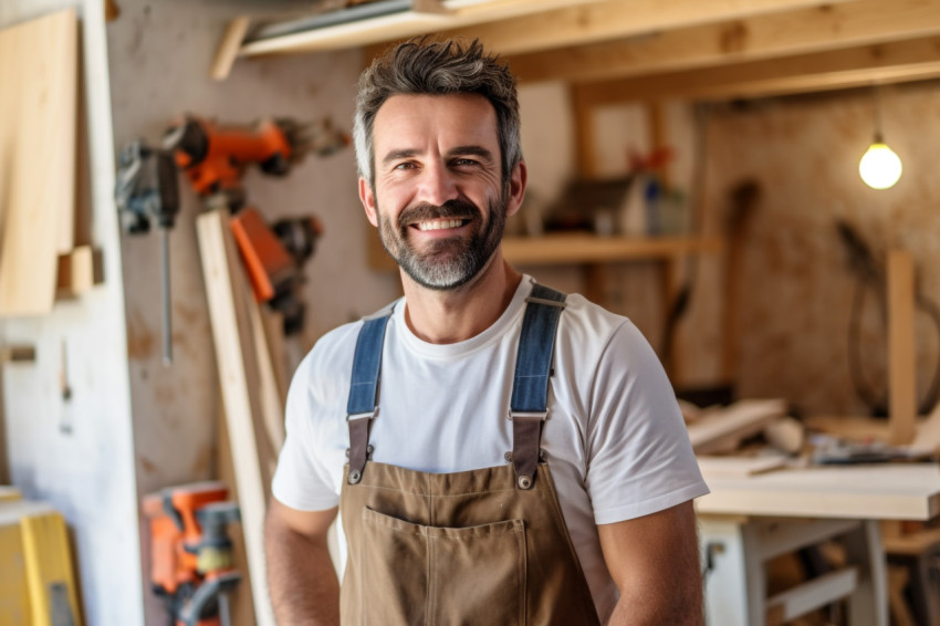 Carpenter working on blurred background Carpenter working on blurred background