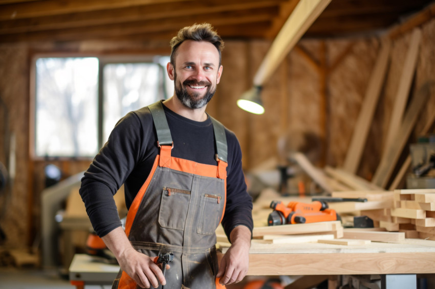 Carpenter working on blurred background Carpenter working on blurred background