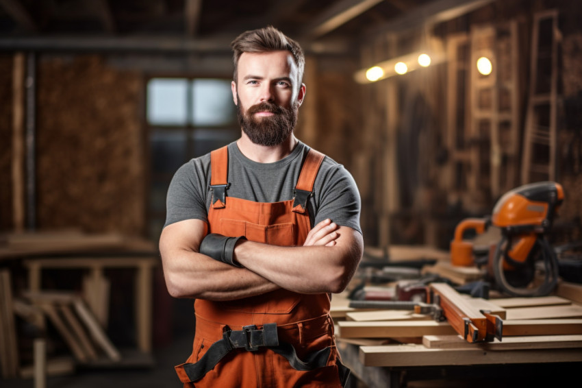 Carpenter working on blurred background Carpenter working on blurred background