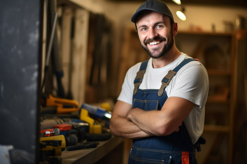 Plumber working on blurred background Plumber working on blurred background
