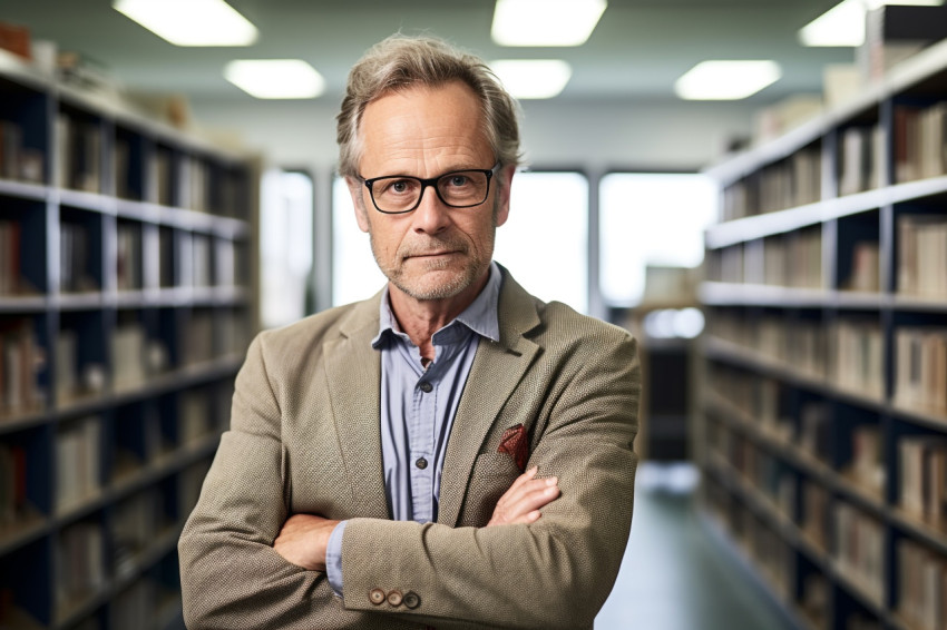 Male professor working on blurred background Male professor working on blurred background