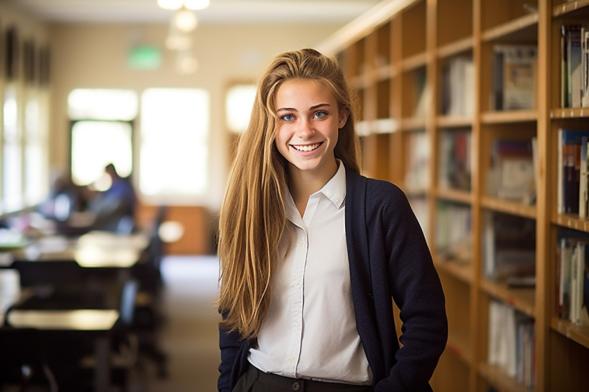 Smart high school girl studying with blurred background Smart high school girl studying with blurred background