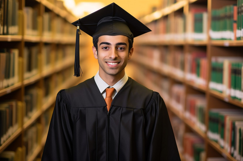 Confident Indian male student working on blurred background Confident Indian male student working on blurred background