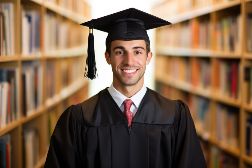 Male grad student working on blurred background Male grad student working on blurred background