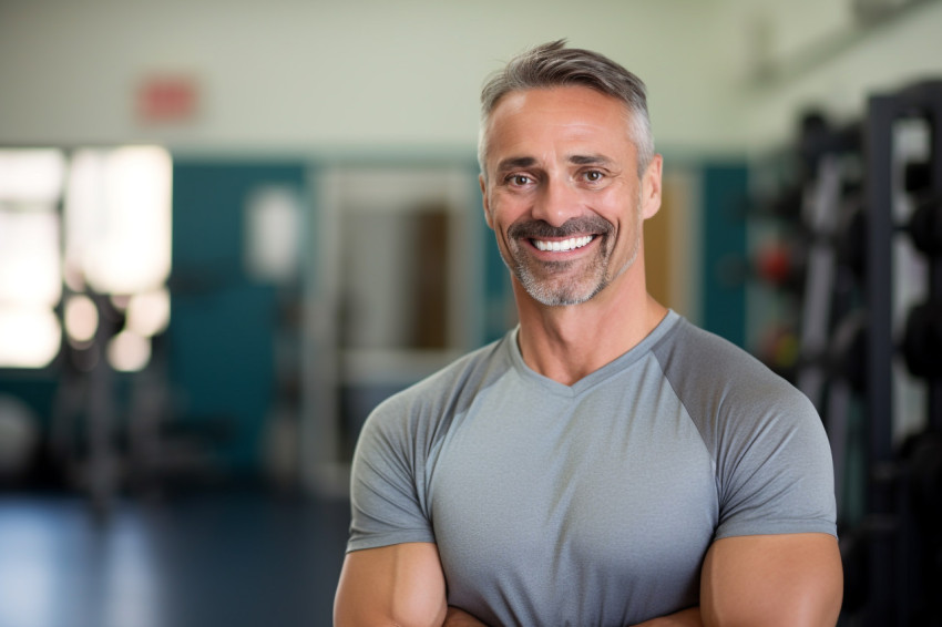 Smiling male PE teacher at work Smiling male PE teacher at work
